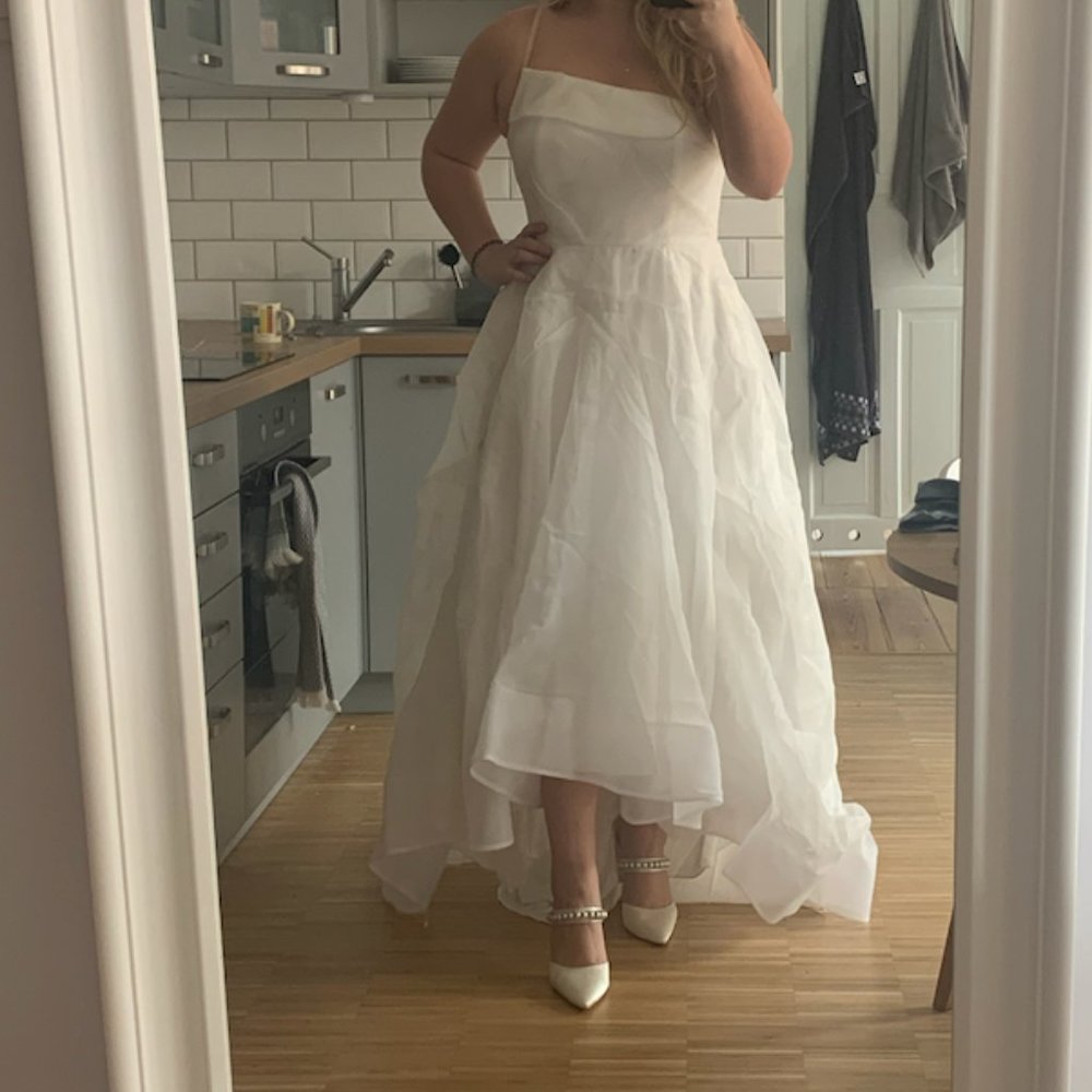 Bariano full maxi dress with organza bust detail in white